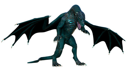 3D Rendering Fairy Tale Dragon on White