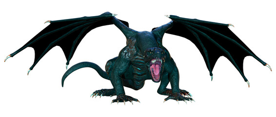 3D Rendering Fairy Tale Dragon on White