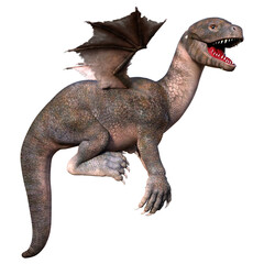 3D Rendering Fairy Tale Dragon on White