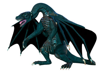 3D Rendering Fairy Tale Dragon on White