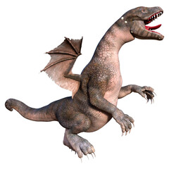 3D Rendering Fairy Tale Dragon on White