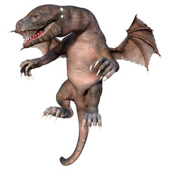 3D Rendering Fairy Tale Dragon on White