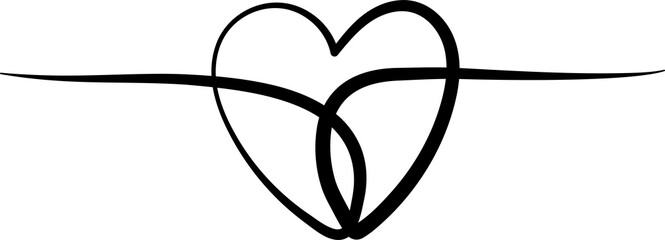 Heart continuous line drawing, love, romance, wedding