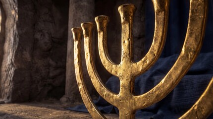 Ancient temple menorah made of solid gold