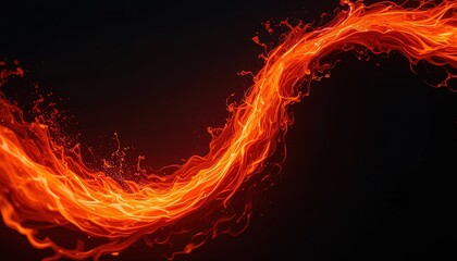 Fototapeta premium Dynamic fiery energy flow on dark backdrop, perfect for striking presentations and vivid designs that demand attention and evoke passion and excitement