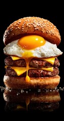 Delicious Burger with Egg and Cheese