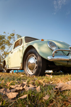 1967 Volkswagen Bettle Fusca on display at the Third Municipal Antique Car Day 2025 in the city of Londrina, Brazil.