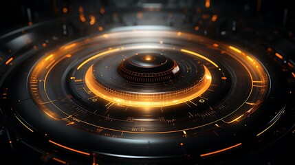 Futuristic illuminated circular structure representing advanced technology and digital data flow