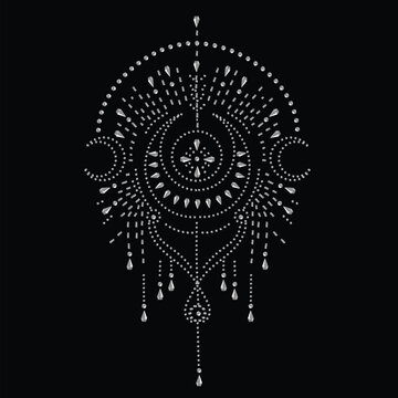 mystic artwork hot fix rhinestone drop silver sun crystal