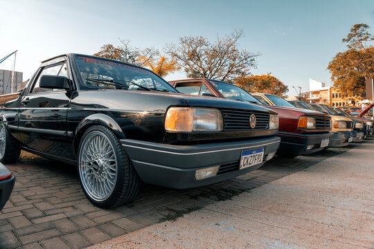 1997 Volkswagen Saveiro on display at the Third Municipal Antique Car Day 2025 in the city of Londrina, Brazil