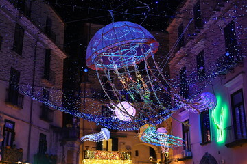 glowing jellifish at nigh, light