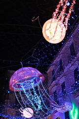 glowing jellifish at nigh, light