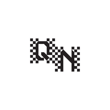 Alphabet Logo Monogram Design Modern Abstract Bold QN Initial Pixel Vector Alphabet
