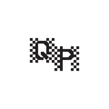 Alphabet Logo Monogram Design Modern Abstract Bold QP Initial Pixel Vector Alphabet