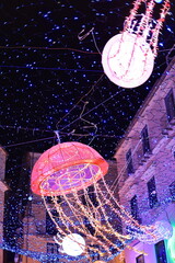 glowing jellifish at nigh, light