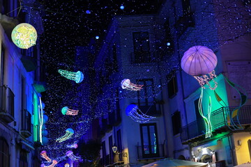 glowing jellifish at nigh, light