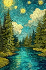 Starry Night Over a Serene Landscape