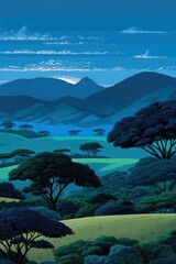 Serene Landscape with Mountains and Trees