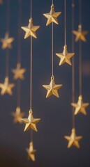 Golden Star Ornaments Hanging Festive Holiday Decoration