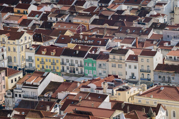 Houses red roof in the city in Portugal