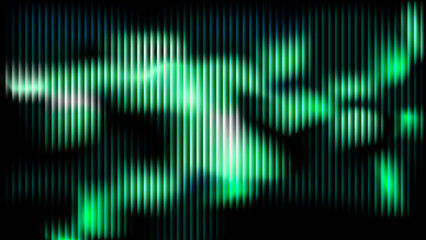 Futuristic Green Glassmorphism Background with Emerald Fluid Waves and Glowing Vertical Lines.
