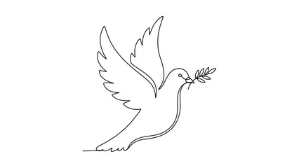 Fototapeta premium minimalist pigeon bird one line drawing on white background
