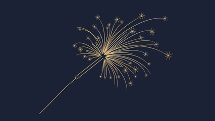 gold sparkler on dark blue background