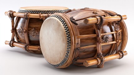 Taiko Drum's Echo: Intricately crafted traditional taiko drums, embodying the rhythm, artistry, and cultural richness of the percussion instrument.