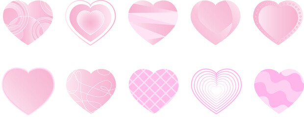 Vector illustrations of set of heart shape for valentine day ornaments.