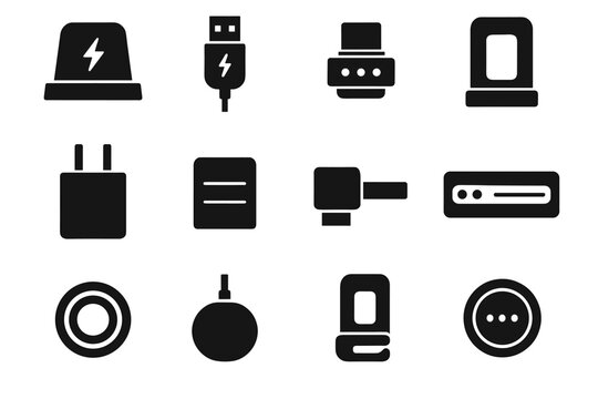 Accessories tip icons power charging icon ridge base cable connector vector plate