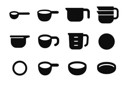 Nesting icon plate vector spout cup stackable measuring ridge lip wide icons