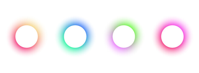 Gradient circles background, color gradation with halftone effect. Vibrant design colorful swirls. Gradient blur circle pattern with grain dots design. Rainbow rgb color spectrum. Vector illustration