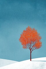 Lonely Tree in a Snowy Landscape