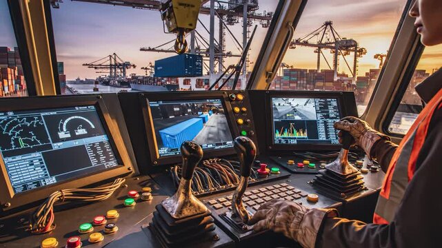 Person operating controls in industrial control room