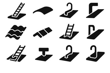 Fototapeta premium Roof edge rounded smooth icon icons vector pad ridge ladder cavity panel