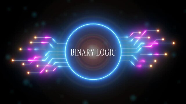 Futuristic Binary Logic Circuit Animation with Glowing Circuit Paths and Digital Technology Concept futuristic circuit