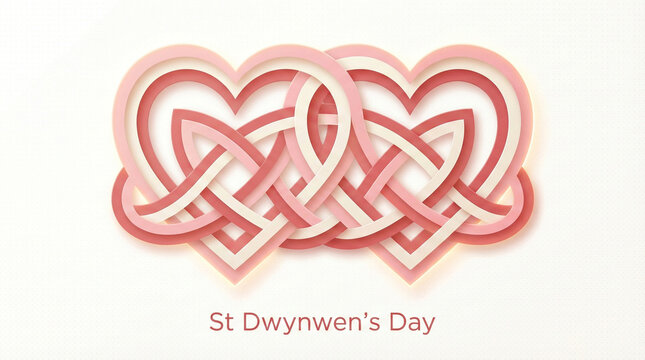 Elegant celtic knot hearts design for st dwynwen's day celebration of love and affection