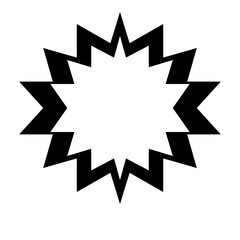 Starburst Symbol: A bold black and white starburst symbol, radiating energy and visual impact, conveying concepts like emphasis, power, or transformation.