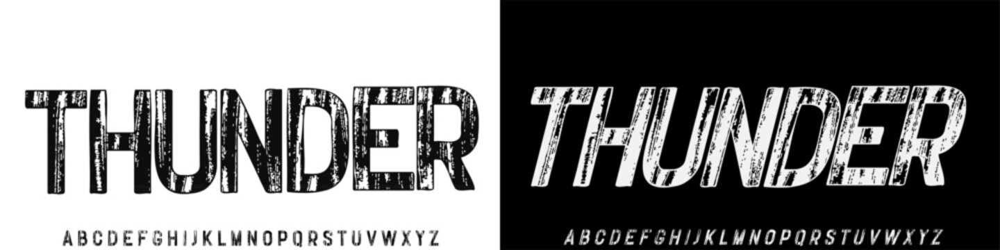 Bold rough vector font with texture. Vector bold font for headings, flyer, greeting cards, product packaging, book cover, printed quotes, logotype, apparel design, album covers, etc.