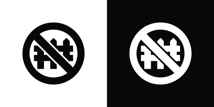 Level Crossing not Allowed in Icon, Rail Road Prohibited Circle on White
