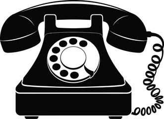 Vintage Rotary Telephone Silhouette Illustration