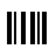 Barcode Icon: An iconic, minimalist barcode representation, featuring a series of black and white vertical lines. 