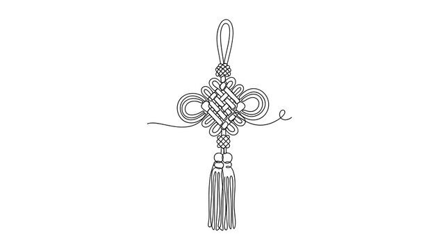 Traditional Chinese knot in single line drawing style for New Year and cultural decoration designs