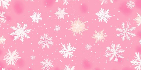 Elegant Hand-Drawn Winter Snowflake Pattern Soft Pink Background Flat Decorative Seamless Nature Illustration Vector