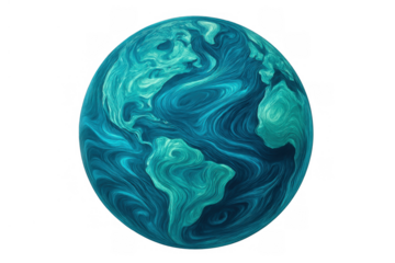 Earth globe swirling in deep blue and green colors, showing climate change, environment, and world sustainability concepts