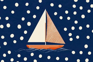 Sailboat on a Dotted Background Design