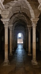 Fototapeta premium Dans la crypte de l'abbaye Saint-Philibert de Tournus
