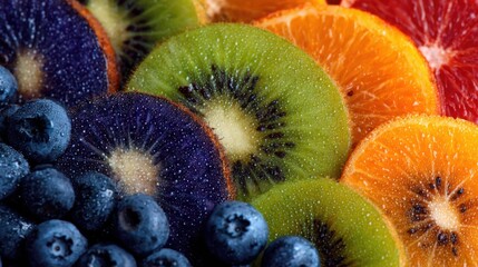 Fresh blueberries and sliced kiwi fruit