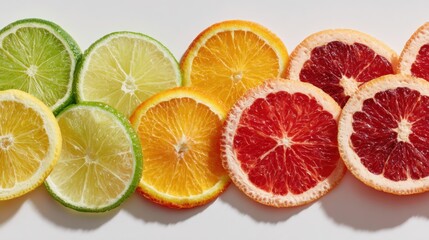 Fresh citrus slices on a white background