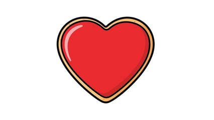 Vibrant Red Heart with Golden Outline, Symbol of Love and Affection on White Background